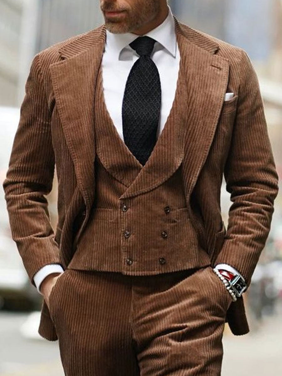 Retro Solid Color Corduroy Casual Blazer - Image 2