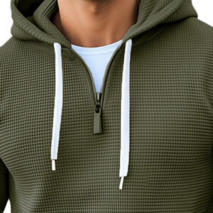 Casual Contrast Color Waffle Hoodie