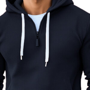 Fashionable Navy Waffle Hoodie