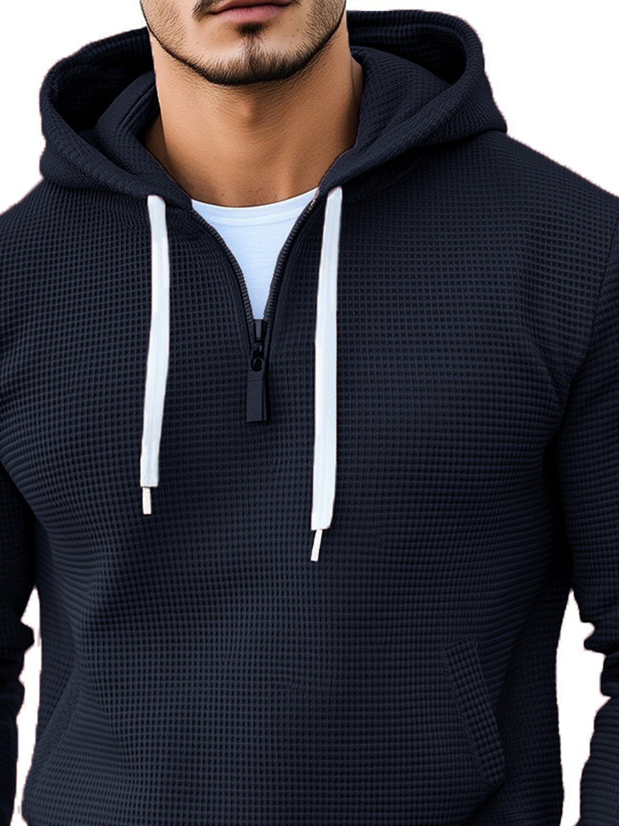 Fashionable Navy Waffle Hoodie