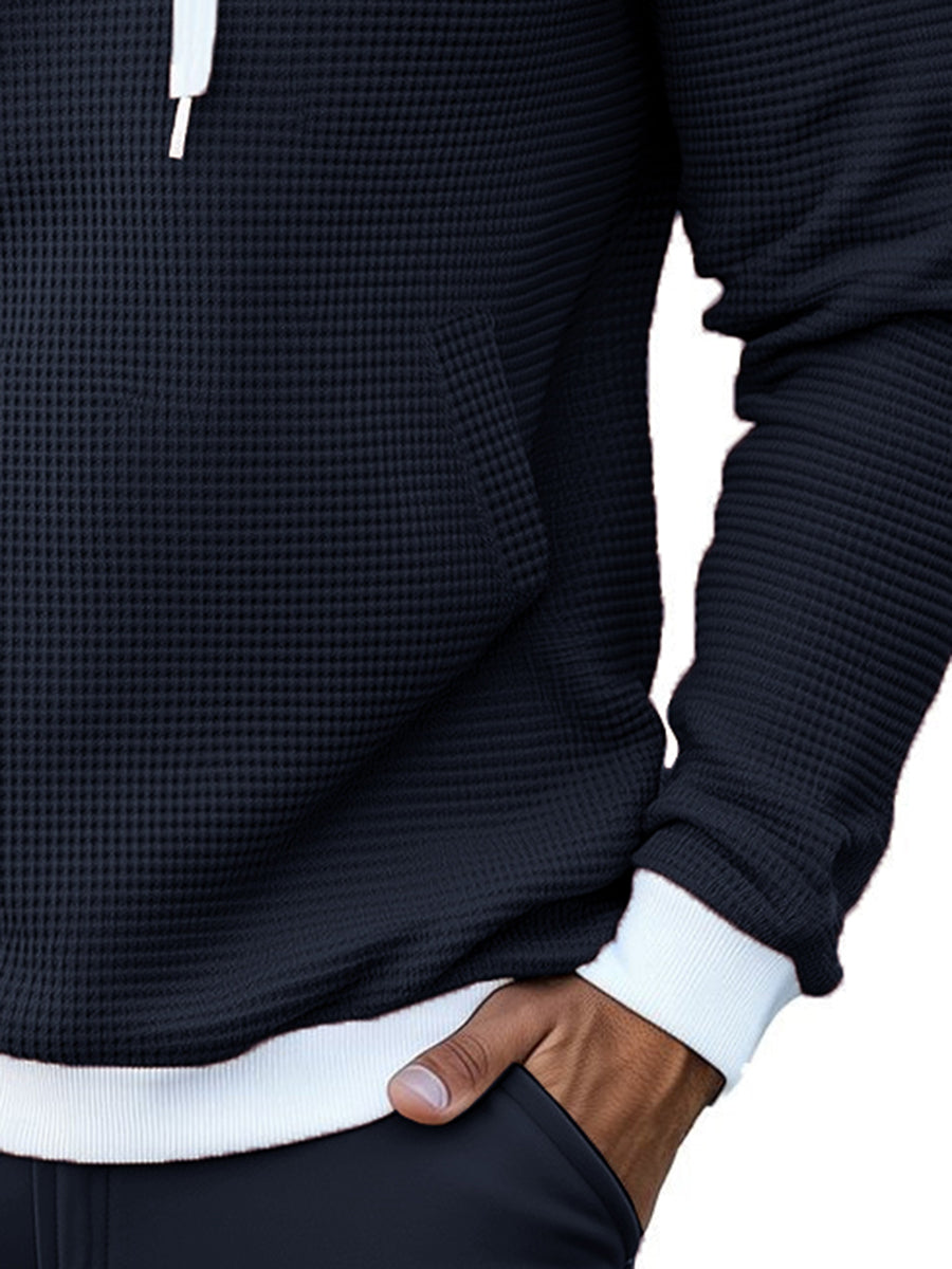 Fashionable Navy Waffle Hoodie - Image 2