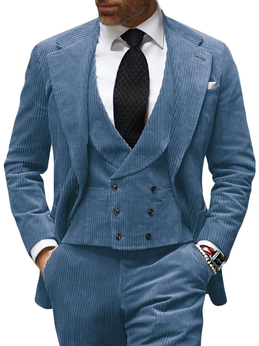 Retro Solid Color Corduroy Casual Blazer - Image 5