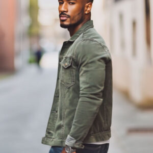 Men's Vintage Green Double Pocket Denim Jacket