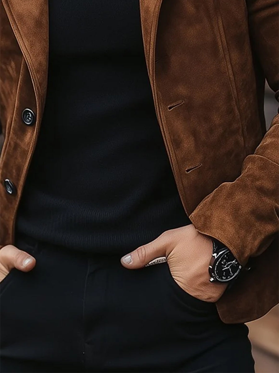 Vintage Suede Casual Lapel Jacket - Image 3
