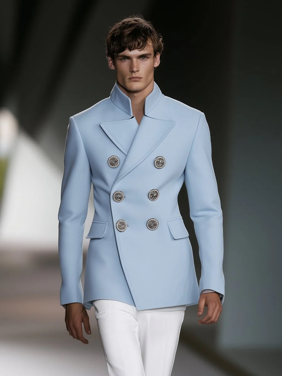 Men's Stylish Double-breasted Woolen Jacket - Image 2