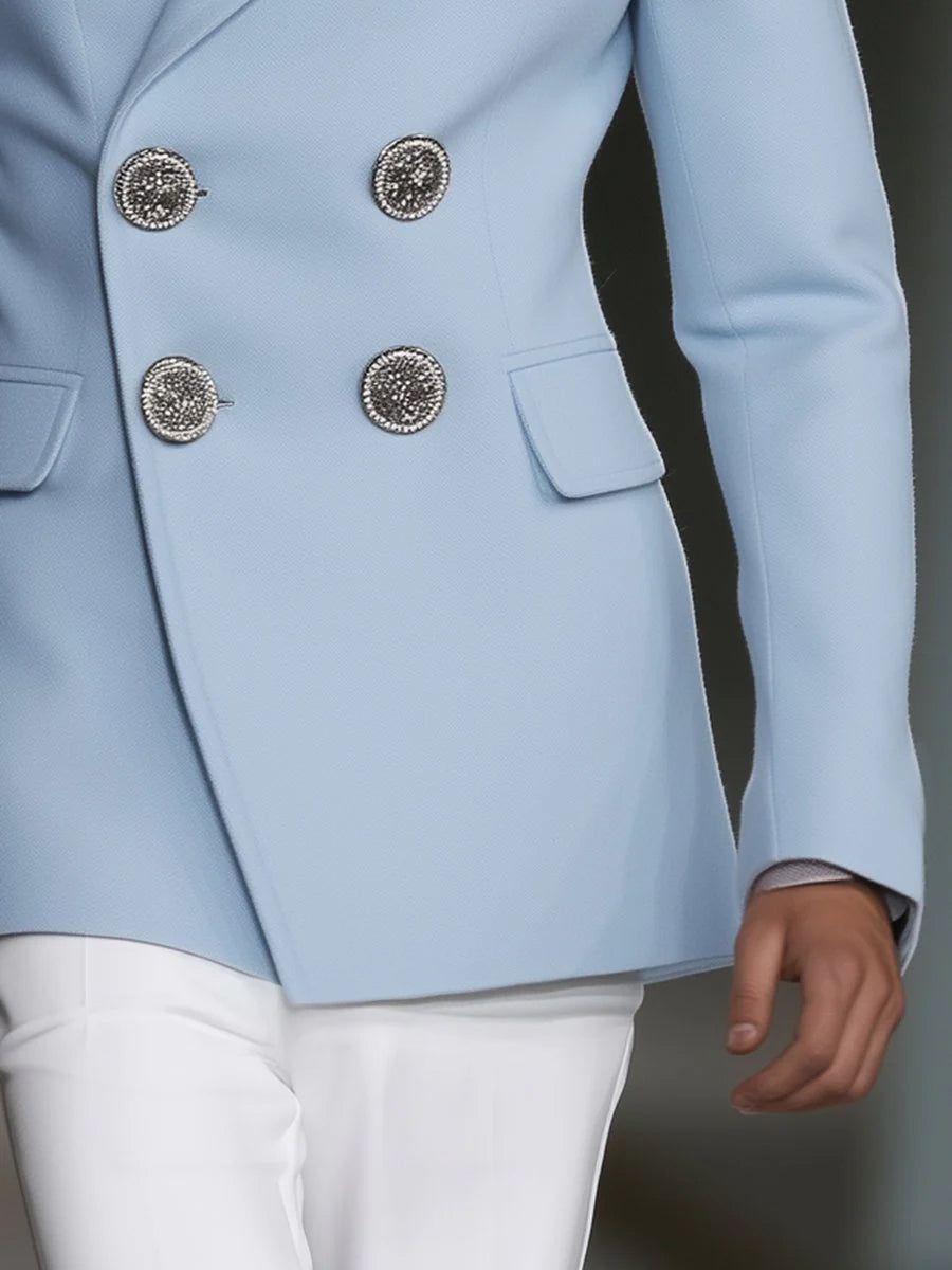 Men's Stylish Double-breasted Woolen Jacket - Image 4