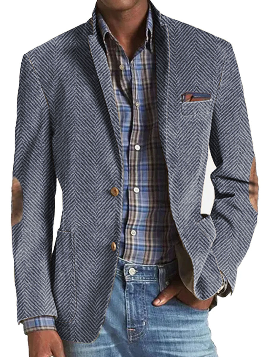 Vintage Herringbone Suede 3-Pocket Casual Blazer - Image 4