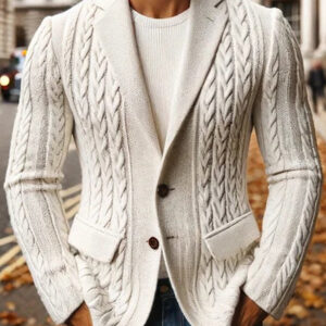 Fashion Solid Color Lapel Knitted Jacket
