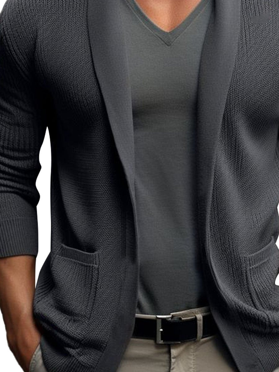 Men's Lapel Pocket Knit Cardigan - Image 3