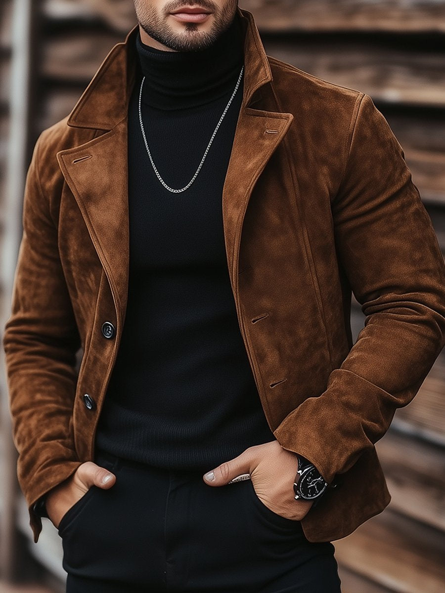 Vintage Suede Casual Lapel Jacket