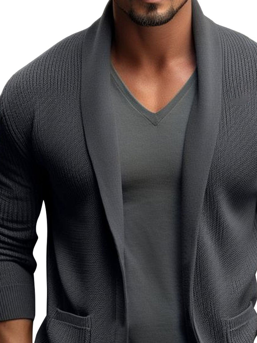 Men's Lapel Pocket Knit Cardigan - Image 2