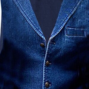 Men's Pocket Retro Solid Color Denim Suit Vest