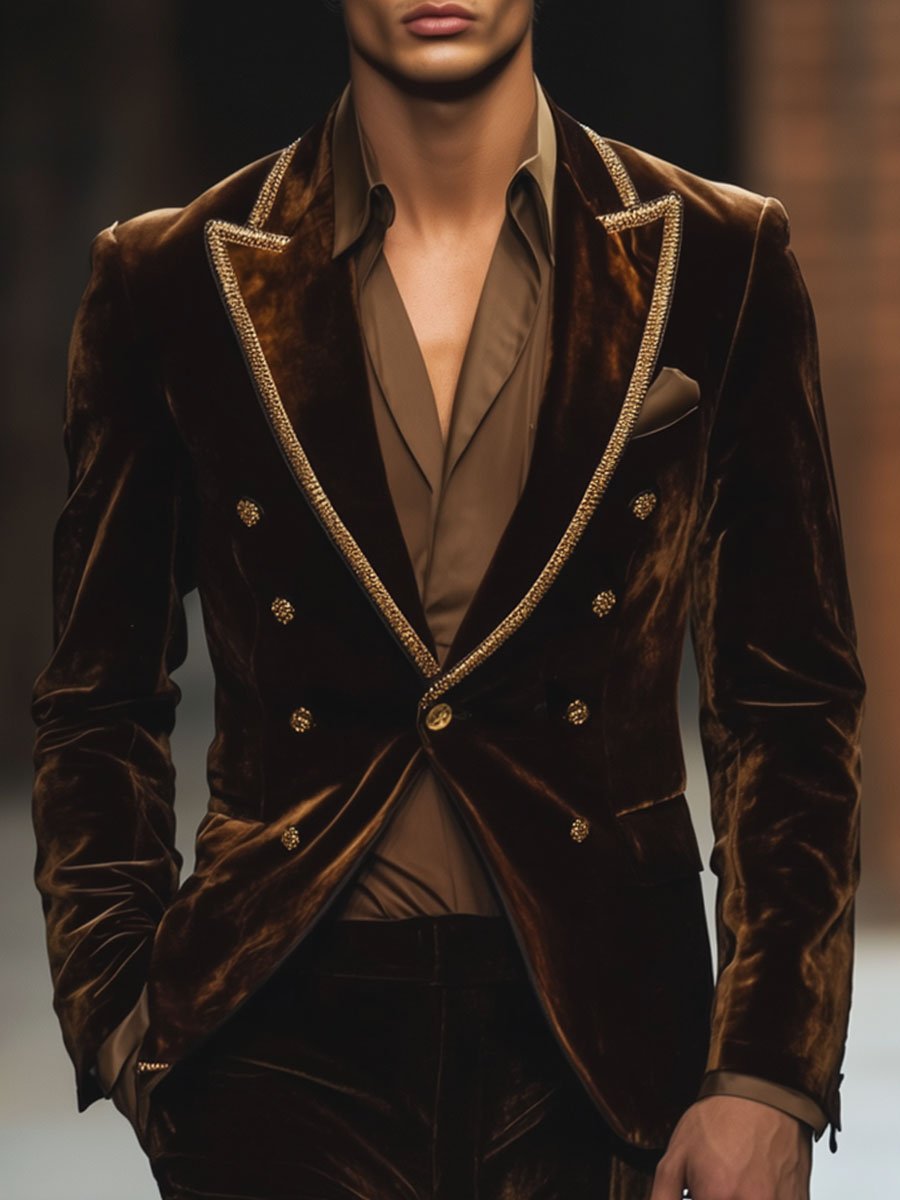 Men's Lapel Velvet British Retro Blazer