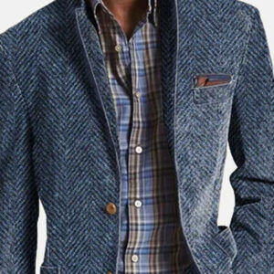 Vintage Herringbone Suede 3-Pocket Casual Blazer