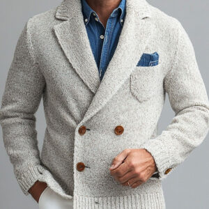 Men's Lapel Double Breasted Casual Vintage Knitted Cardigan