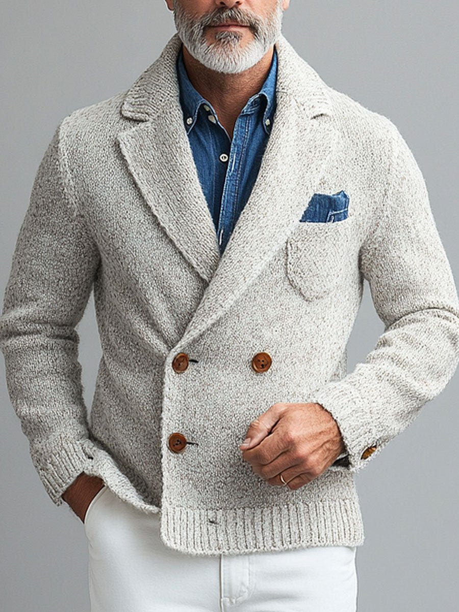 Men's Lapel Double Breasted Casual Vintage Knitted Cardigan