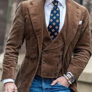 Retro Solid Color Corduroy Casual Blazer