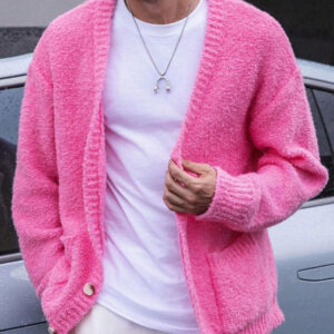 Men's Single Breasted Double Pocket Loose Knit Cardigan