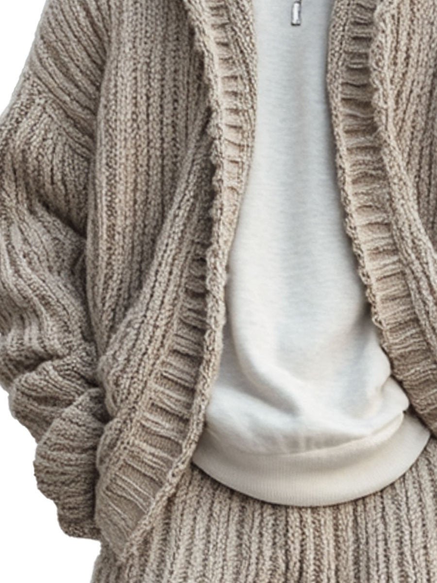 Men's Hooded Chunky Knit Cardigan - Image 3