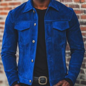 Men’s Fashion Multi-Pocket Lapel Suede Jacket