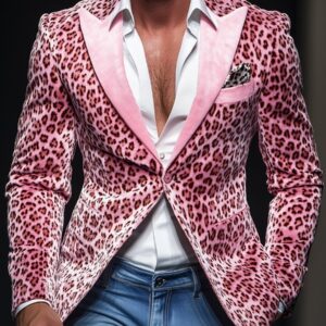 Casual Lapel Leopard Velvet Blazer