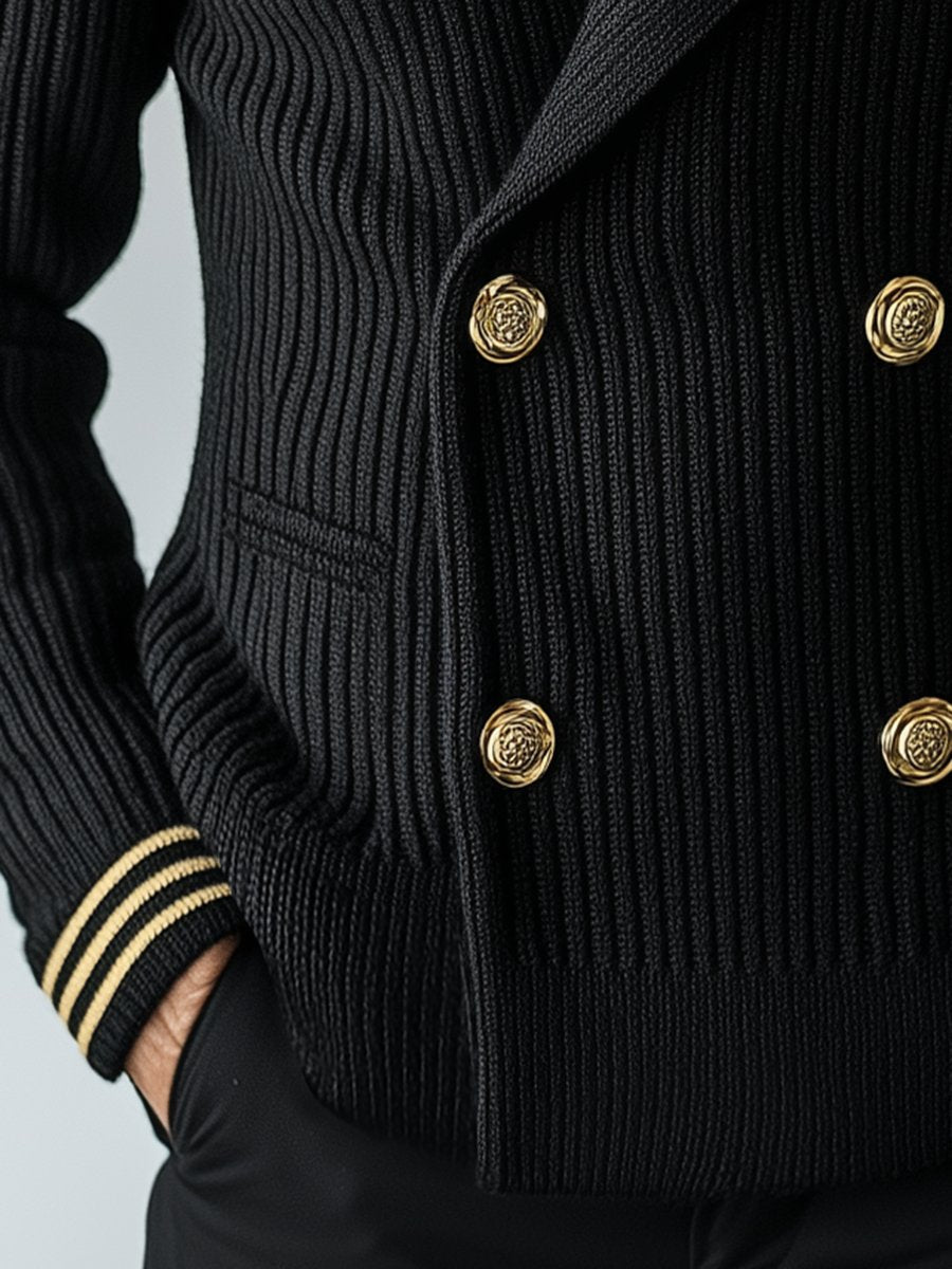 Business Lapel Double Breasted Knit Cardigan - Image 4