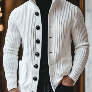 Casual Stand Collar Button Knit Cardigan