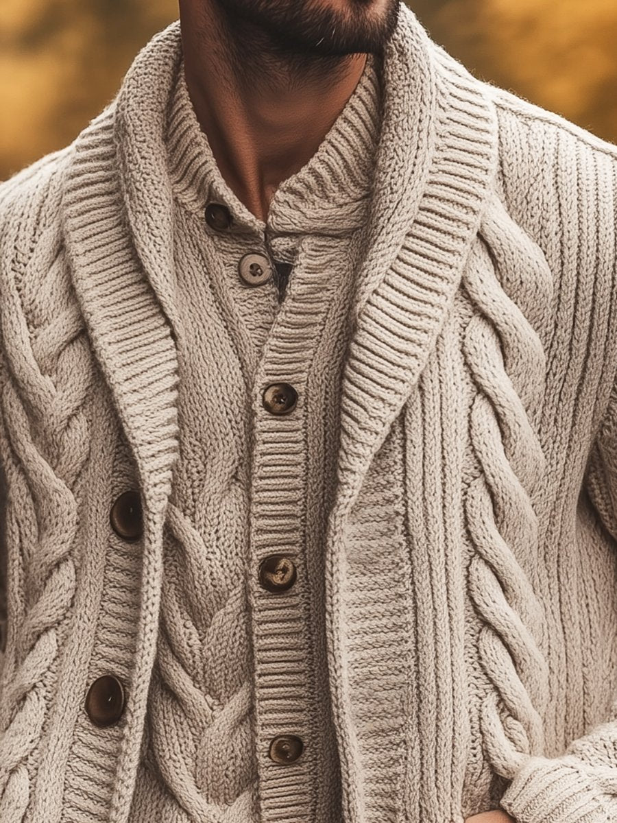 Men's Casual Lapel Mid-length Knitted Cardigan - Image 2