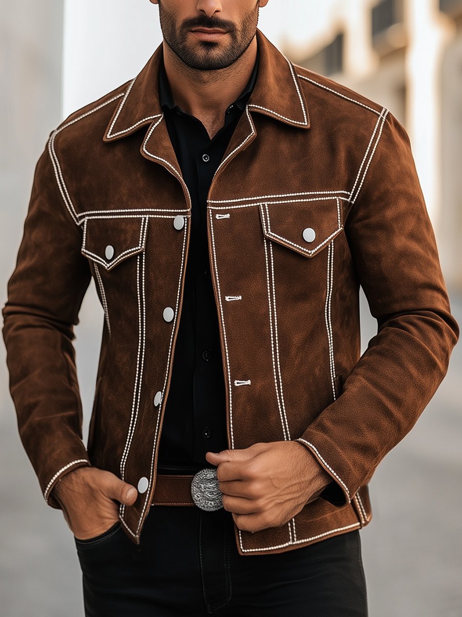 Men's Vintage Casual Lapel Suede Jacket