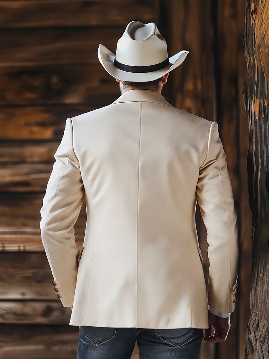 Vintage Western Style Embroidered Cotton and Linen Blazer - Image 3