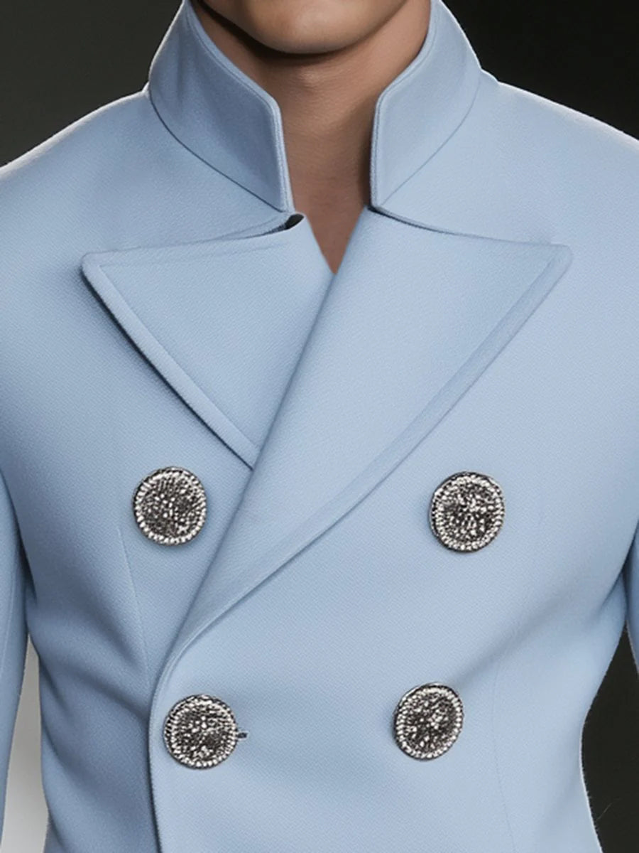 Men's Stylish Double-breasted Woolen Jacket - Image 3